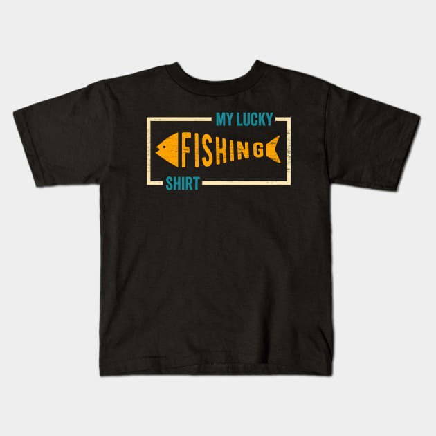 My Lucky Fishing Shirt - Retro Angler Design Kids T-Shirt by TwistedCharm